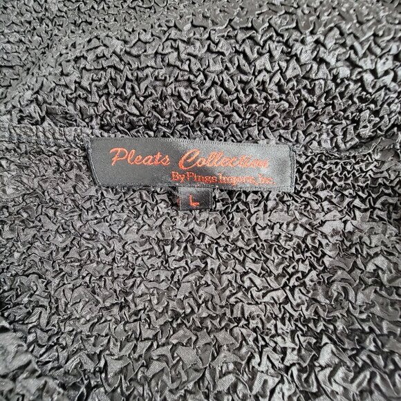 Pleats Collection By Pings Imports Womens Black Sleeveless Textured Top Large - Picture 3 of 8